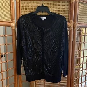 New York & Company Black Sequin Cardigan